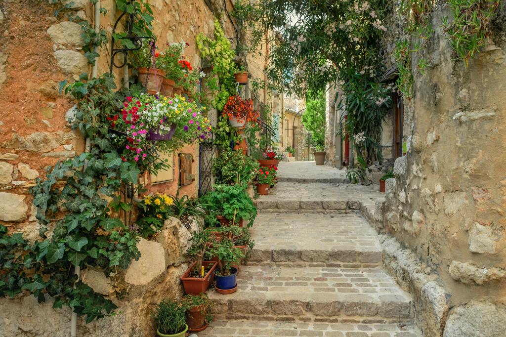 Klassiek straatje met beplanting in Puglia